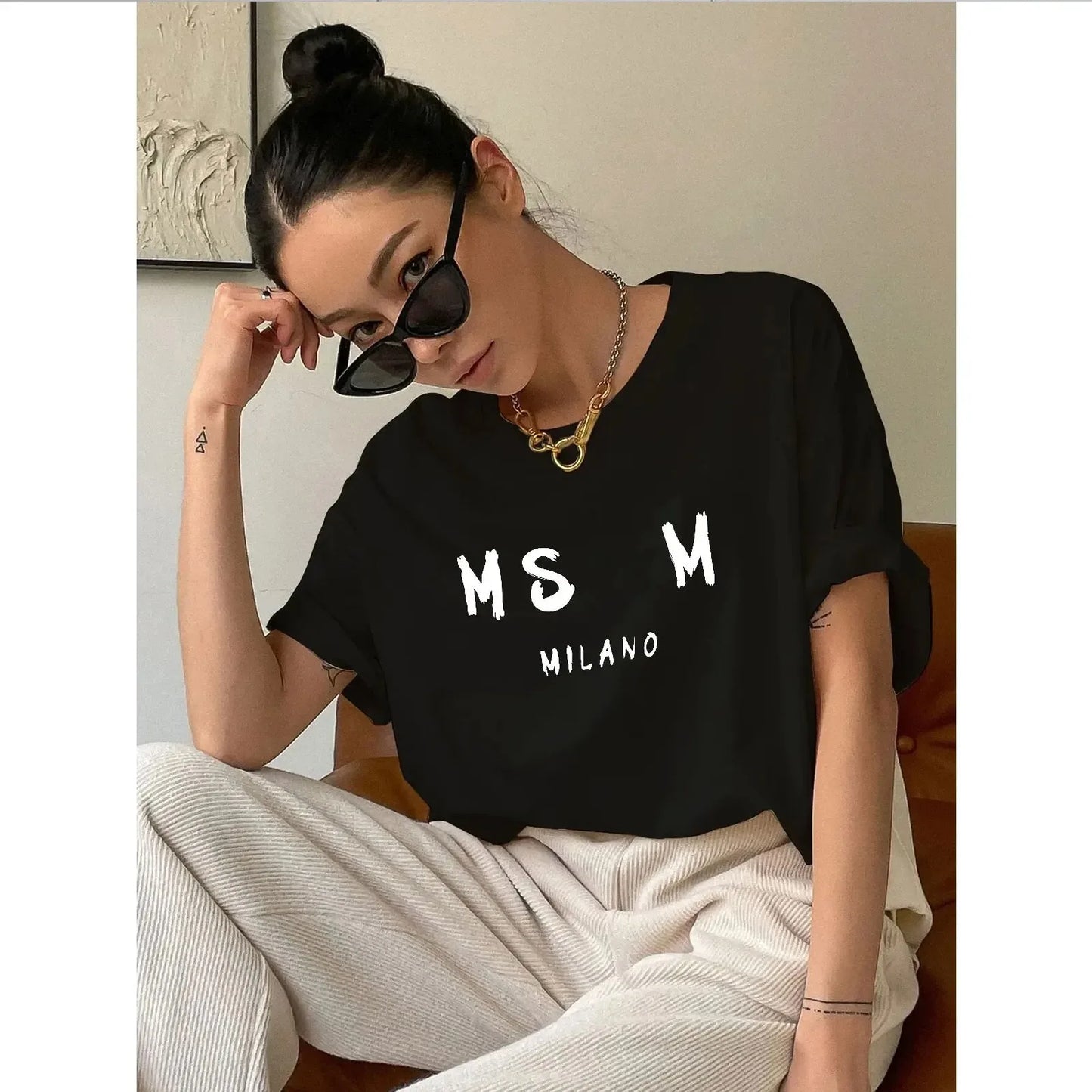 Elegante T-shirt voor Vrouw Met Strik Detail