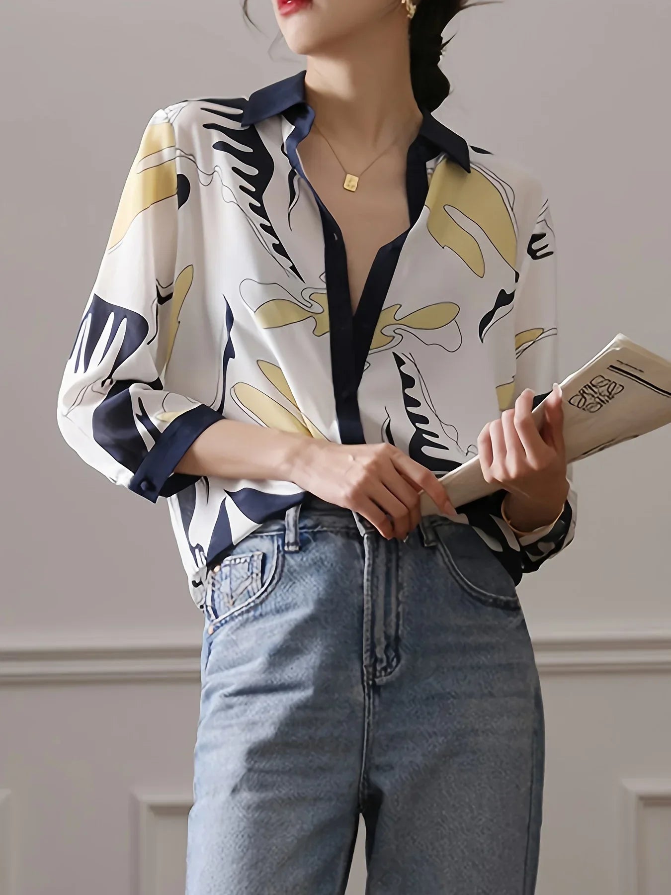 Vrouwelijke Blouse Franse Stijl Elegant
