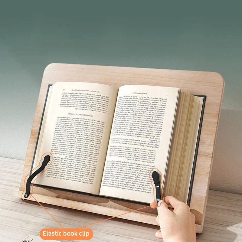 Verstelbare Houten Boekenstandaard van Grenenhout voor Handsfree Lezen