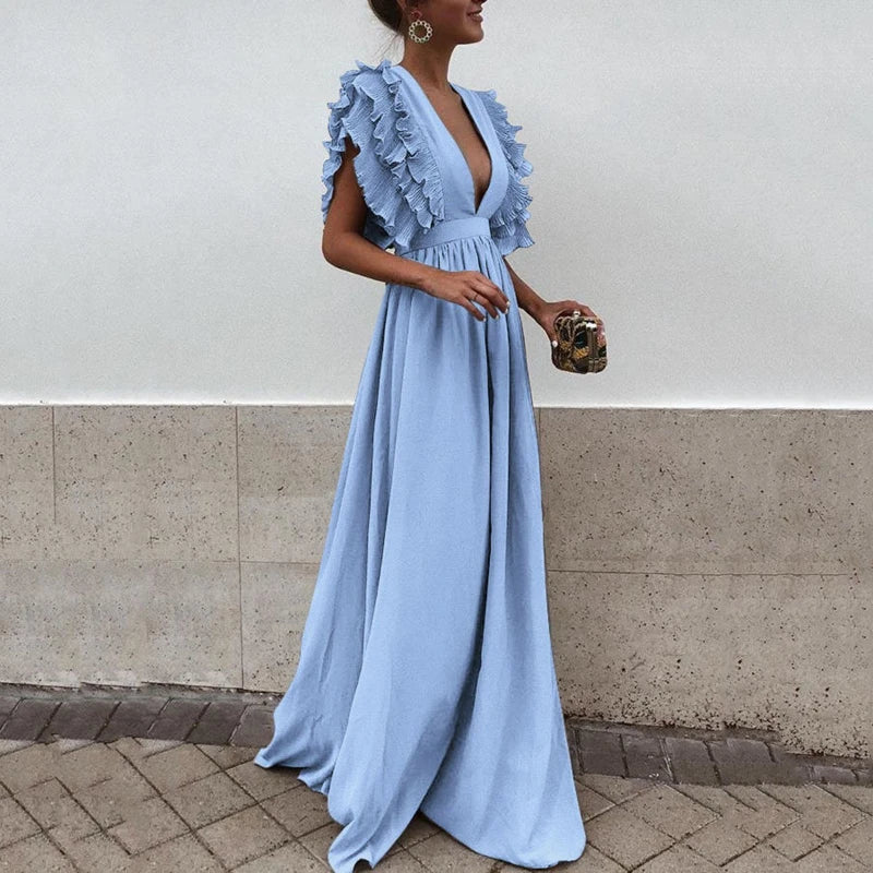 Maxi Jurk Met Ruches Elegante Zomerjurk - StudioMarella