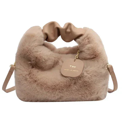 Dames Kunstbont Schoudertas Faux Fur Zwart