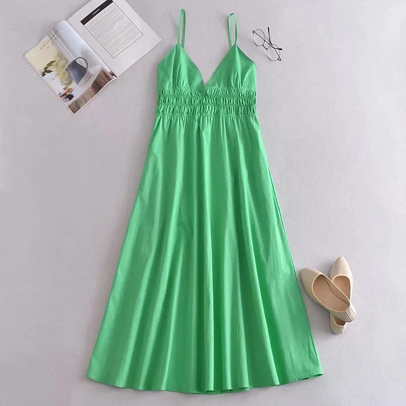 Zomerjurk voor Vrouw V-hals Lente Zomerkleding