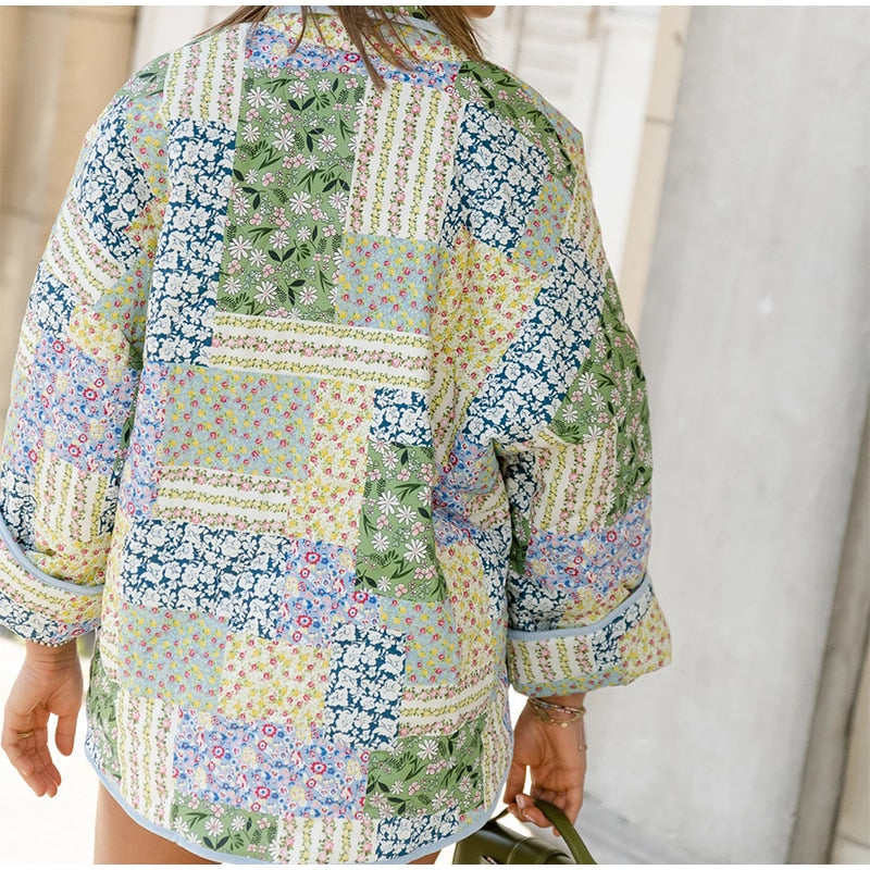 Damesjas Gewatteerd Casual Patchwork Jas voor Vrouw