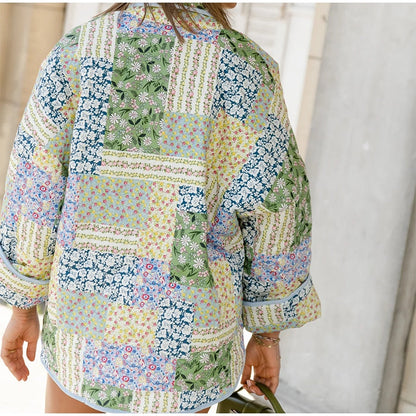 Damesjas Gewatteerd Casual Patchwork Jas voor Vrouw
