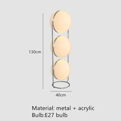 Vloerlamp Bol Wit Acryl Chroom Metaal Art Deco Design E27 LED