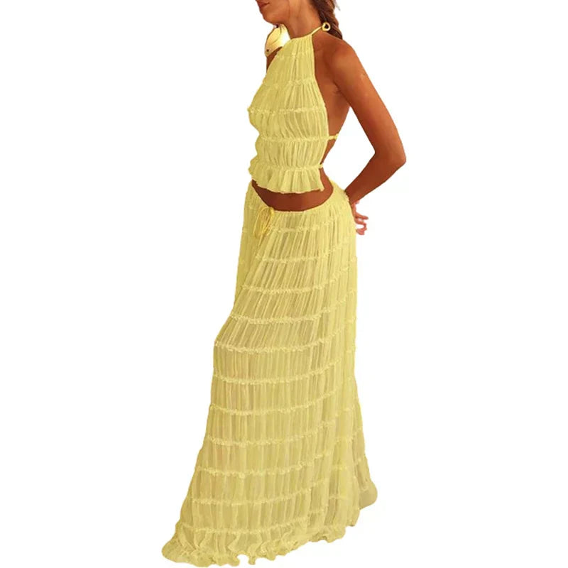 Elegante Jurk met Plooirok en Maxi Rock