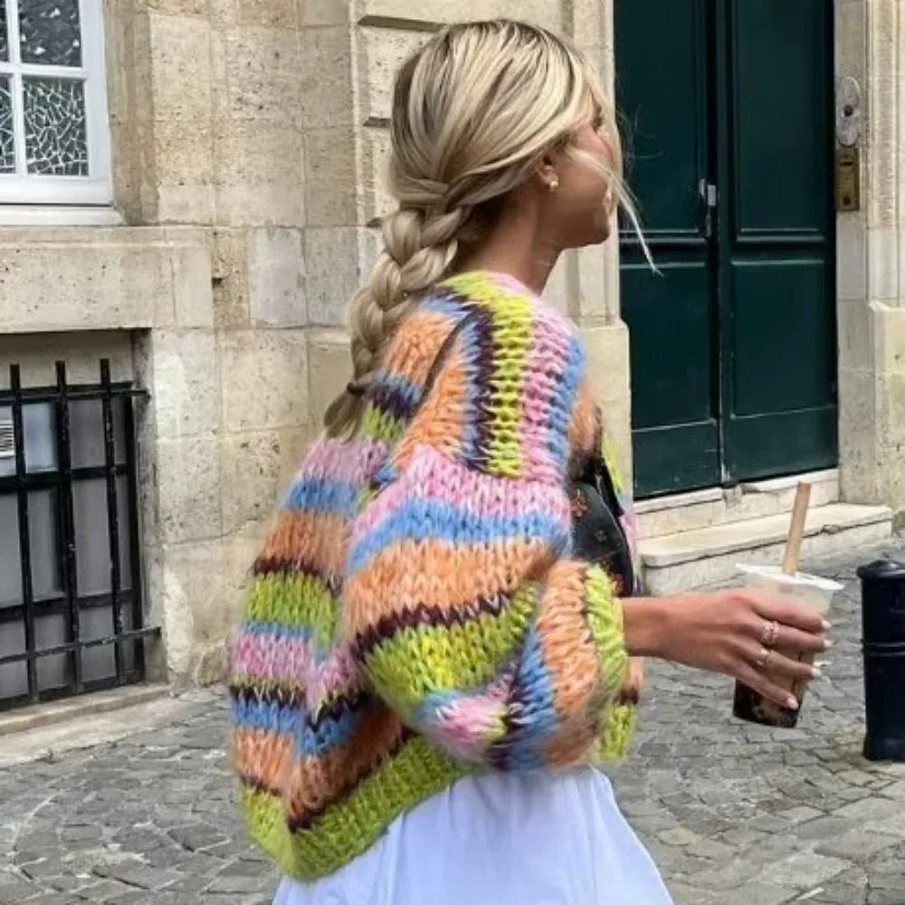 Vrouwen Trui Gestreept Losse Pasvorm Casual