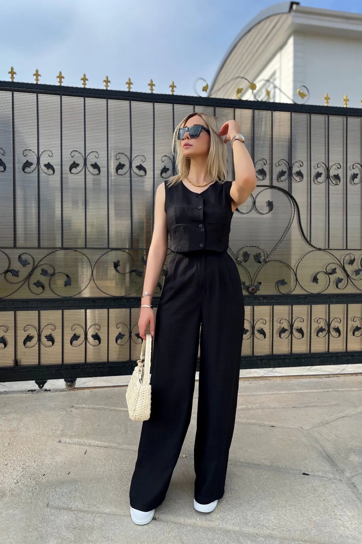 Dames Mode Set Stijlvolle Jurk en Broek
