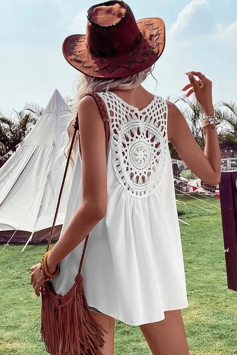 Mouwloze Zomerjurk Boho Stijl Vrouw
