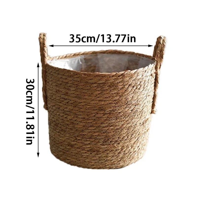 Plantenmand Gevlochten Zeegras Naturel S-L Woonkamer Balkon Handgemaakt Bloempot Mand Rotan Binnen Boho Decoratie