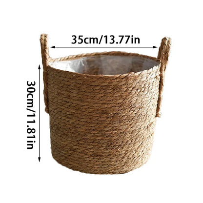 Plantenmand Gevlochten Zeegras Naturel S-L Woonkamer Balkon Handgemaakt Bloempot Mand Rotan Binnen Boho Decoratie