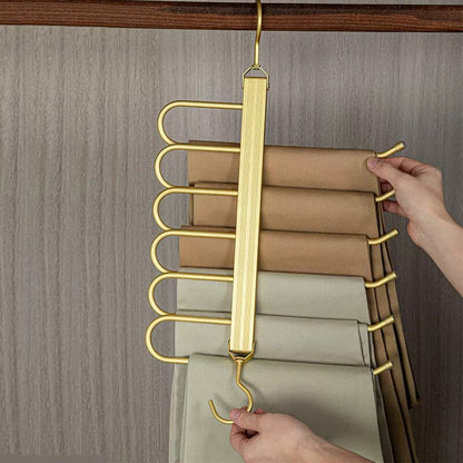 Broekhanger aluminium 6 broeken goud ruimtebesparend kledinghanger kast organizer draaibare hanger anti slip broekhouder