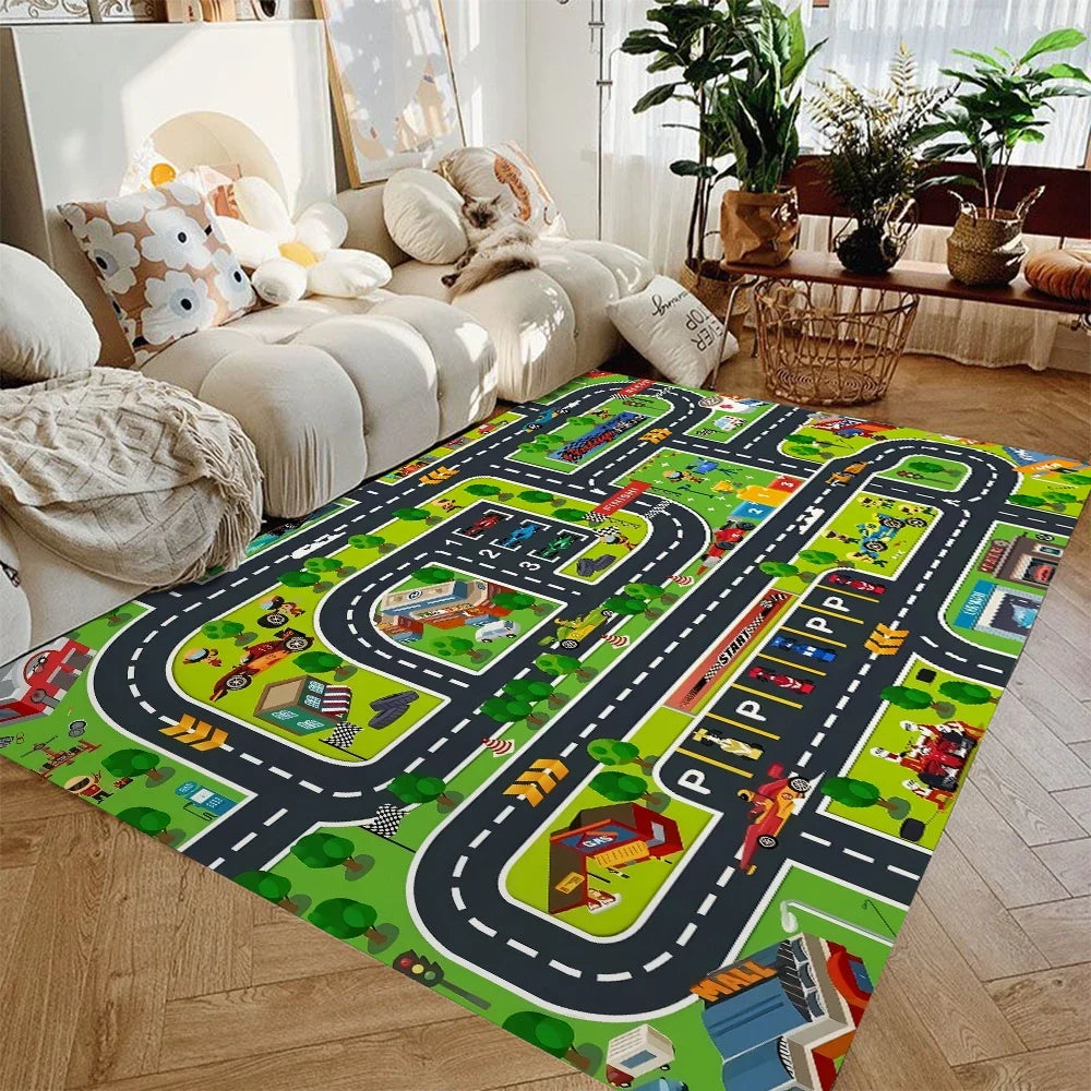 Vloerkleed Kinderkamer Auto Speelkleed Stadsverkeer Antislip Wasbaar