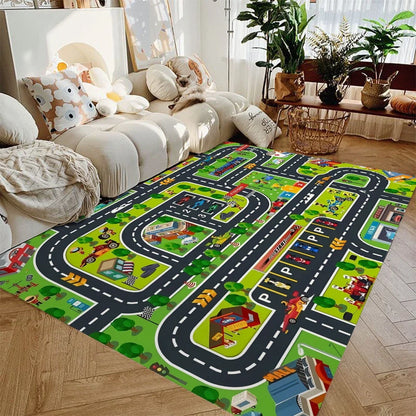 Vloerkleed Kinderkamer Auto Speelkleed Stadsverkeer Antislip Wasbaar