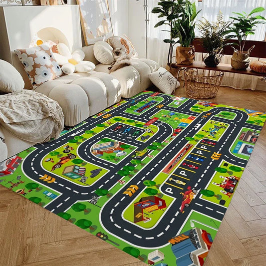 Vloerkleed Kinderkamer Auto Speelkleed Stadsverkeer Antislip Wasbaar