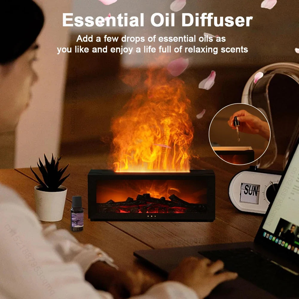 Open Haard Luchtbevochtiger Vlam 150ml 7 Kleuren Aroma Diffuser Afstandsbediening Slaapkamer Woonkamer Geurverspreider Timer