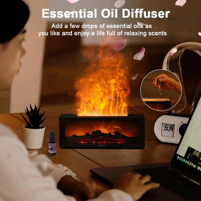 Open Haard Luchtbevochtiger Vlam 150ml 7 Kleuren Aroma Diffuser Afstandsbediening Slaapkamer Woonkamer Geurverspreider Timer