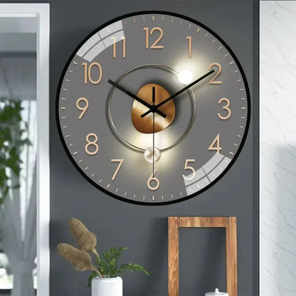 Wandklok Stil Quartz 20cm Kunststof Glas Metalen Wijzers Analoog Slaapkamer Woonkamer Kantoor Werkkamer Geen Tik-Tak Geluid AA Batterij