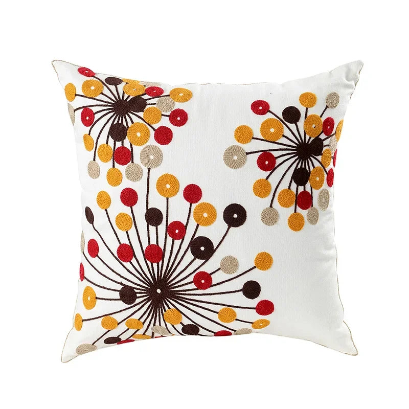 Kussenhoes 45x45cm Katoen Canvas Geborduurd Bloemen Wit Sierkussenhoes Bank Slaapkamer Landelijke Stijl Decoratief