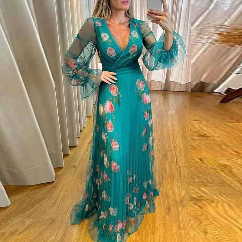 V-hals Jurk Geplooid Zomerjurk Dames Boho Stijl - StudioMarella