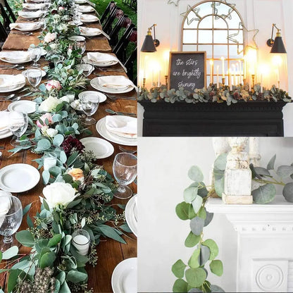 Kunstmatige Eucalyptus Slinger 2-Delige Set | Natuurlijke Groene Decoratie voor Interieur en Feesten | 180cm Lange Zijden Guirlandes