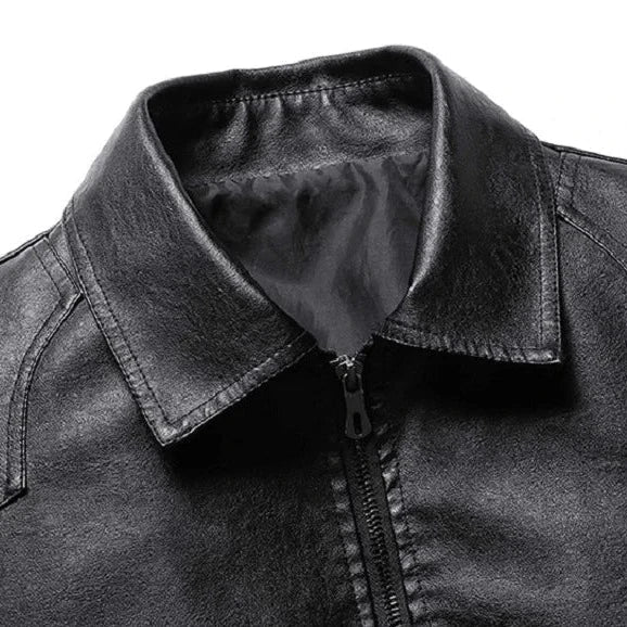 Leren Herenjas PU Leer Zwart Comfortabel Met Zakken