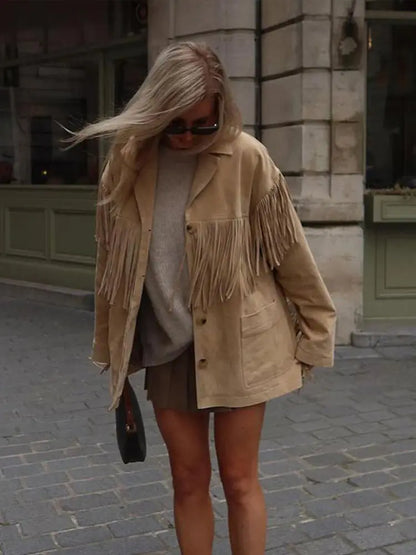 Suède Jas met Franje Westers Stijl Boho Look