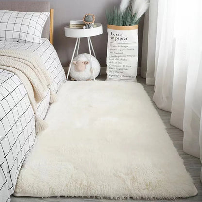 Fluffy Vloerkleed Microvezel Antislip Grijs Wit Bruin Slaapkamer Woonkamer Pluizig Tapijt Nachtkastje Shaggy Zacht