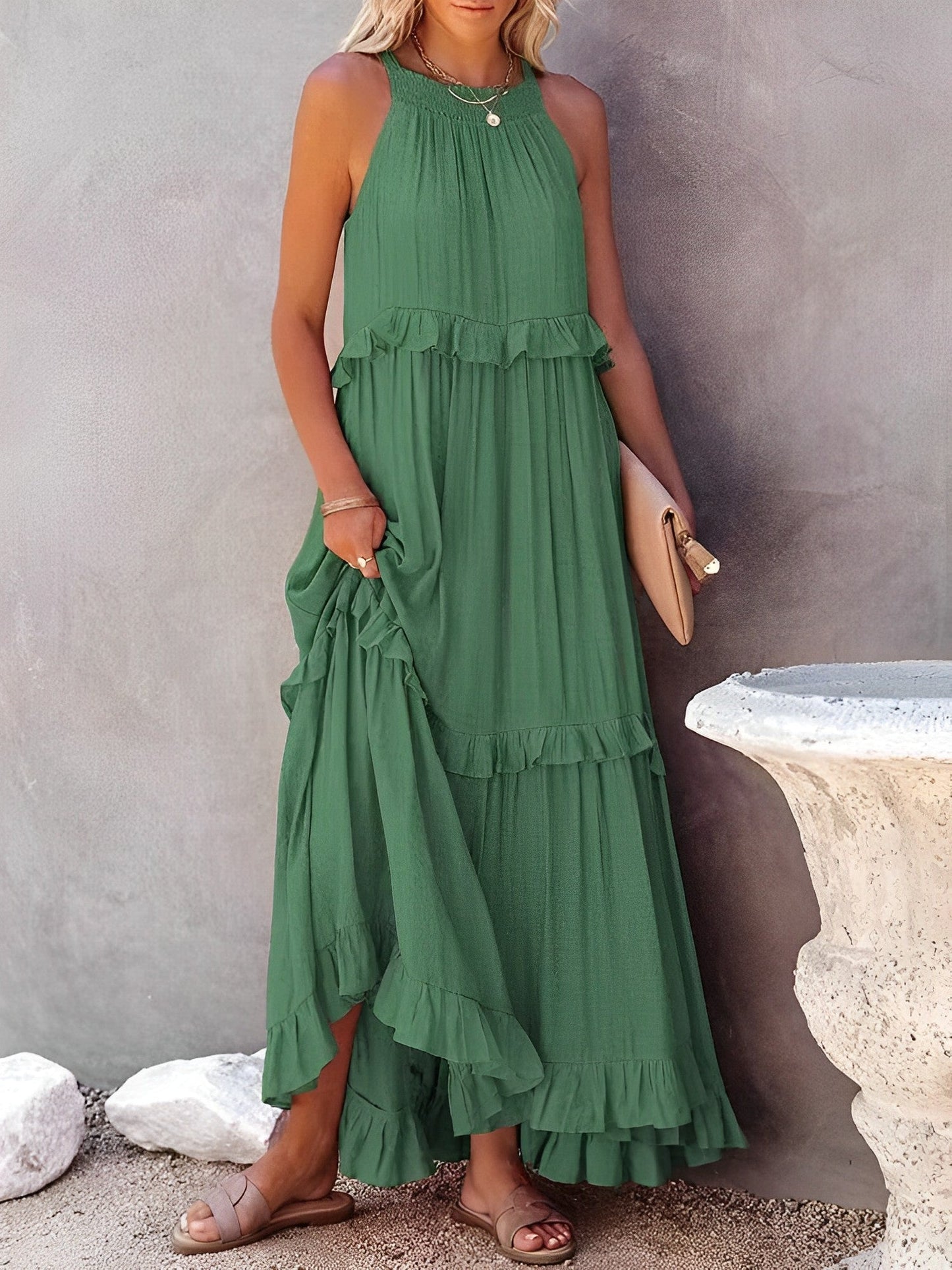 Zomerjurk Korte Mouwen Vrouwen Boho Stijl Jurk