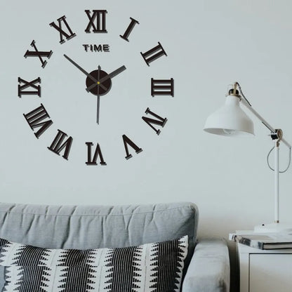 3D Wandklok Acryl Romeinse Cijfers 40cm Zilver Zwart Goud DIY Zelfklevend Klok Woonkamer Slaapkamer Groot Formaat Wanddecoratie