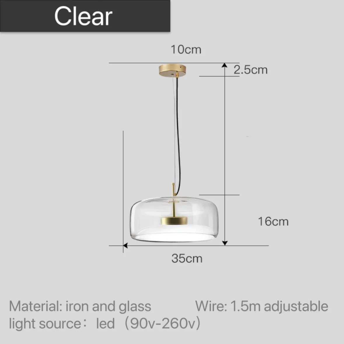 Scandinavische Glazen Hanglamp – Warm Sfeerlicht met Amber, Helder of Grijs Glas – Ø 15, 25 of 35 cm – Moderne Verlichting voor Keuken, Eetkamer en Woonkamer