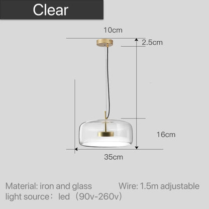 Scandinavische Glazen Hanglamp – Warm Sfeerlicht met Amber, Helder of Grijs Glas – Ø 15, 25 of 35 cm – Moderne Verlichting voor Keuken, Eetkamer en Woonkamer