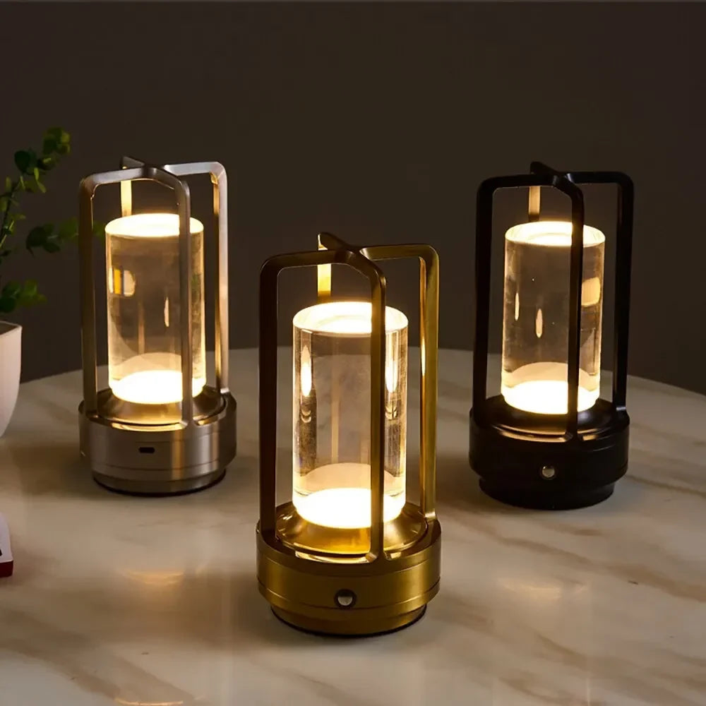 Draagbare Kristallen Tafellamp op Batterijen Dimbaar LED Goud Zilver Zwart Sfeerlamp Draadloos