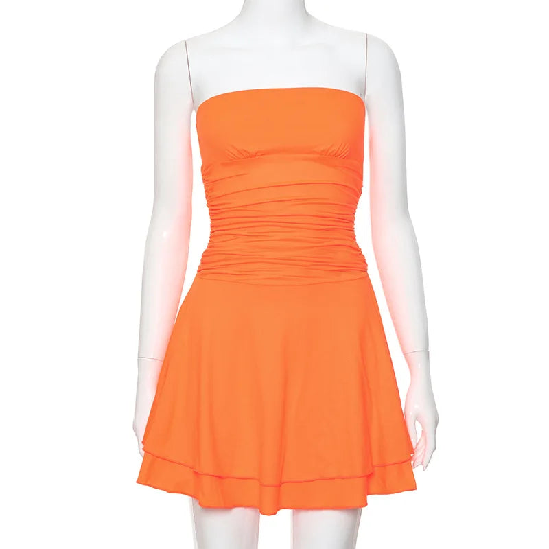 Oranje Mini-jurk Off-shoulder Lange Mouwen