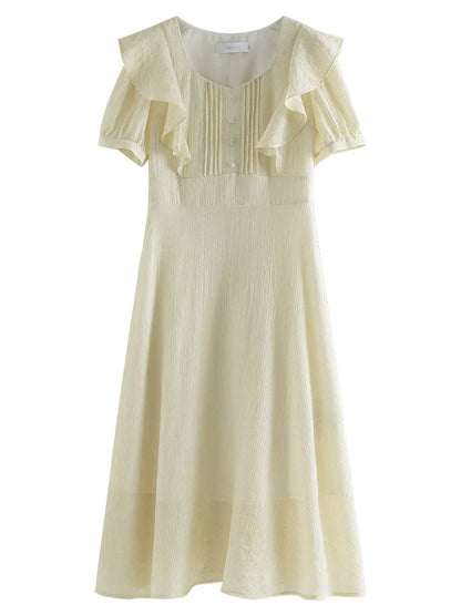 Elegante Ruffle Jurk Vrouwelijk Lange Mouw