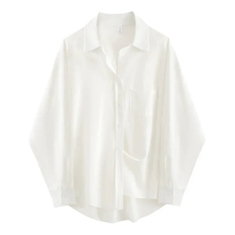 Dames Oversized Blouse Wit Loose Fit