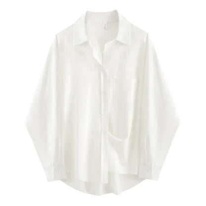 Dames Oversized Blouse Wit Loose Fit
