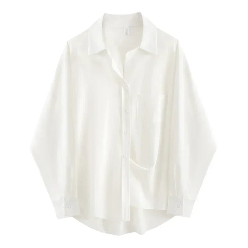 Dames Oversized Blouse Wit Los Vrouwen Bloes