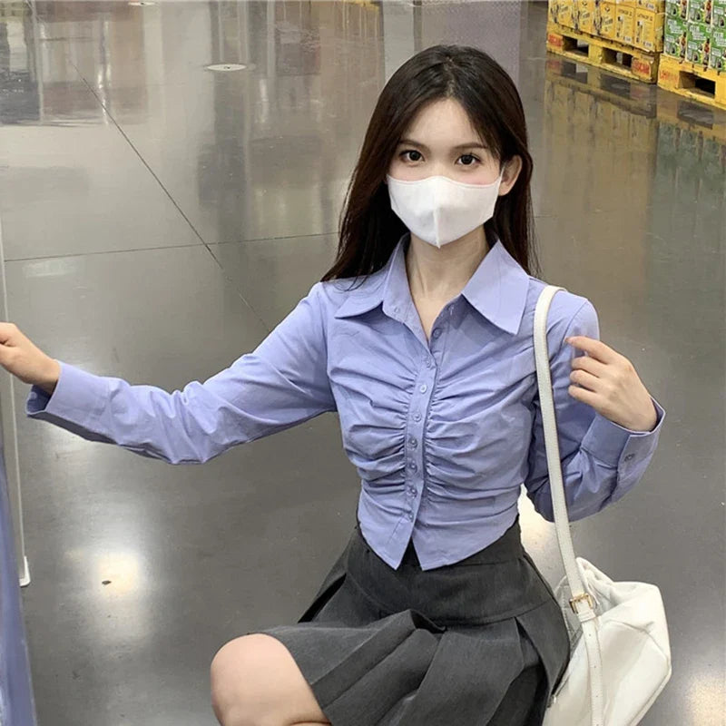 Elegante Plissé Blouse voor Vrouw