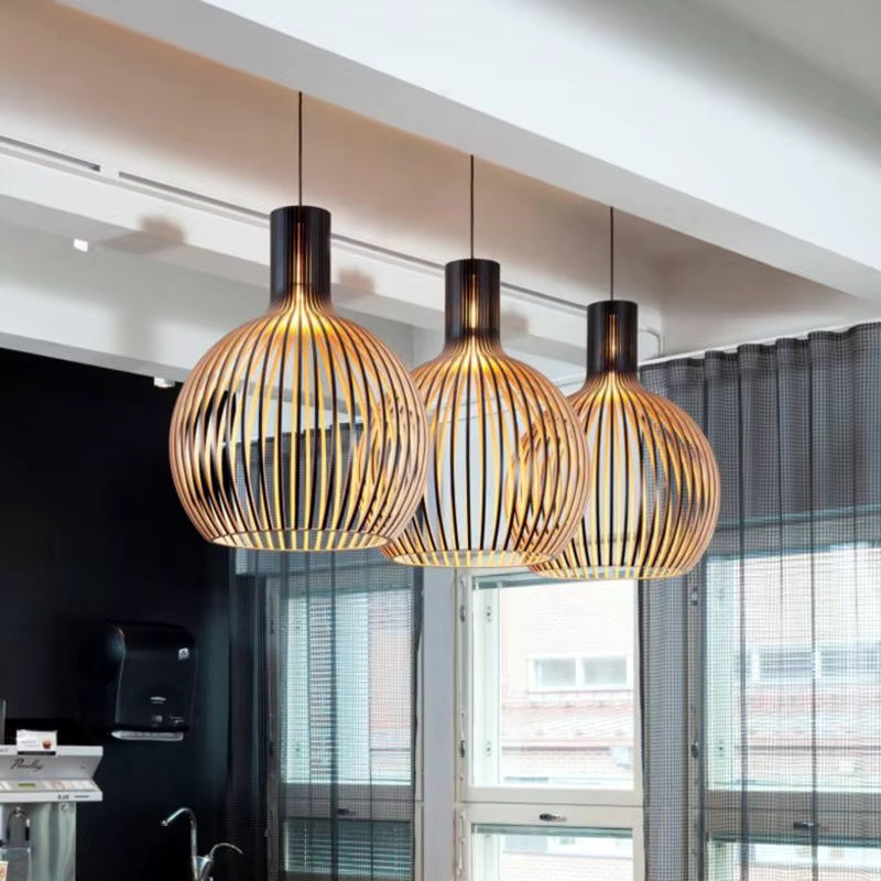 Hanglamp Hout Open Design E27 Natuurlijk Woonkamer Eettafel Houten Lamp Organisch Lichtspel Scandinavisch Interieur