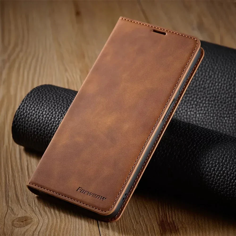 Samsung Hoesje met Standaard – Magnetische Leren Klaphoes met Schermbescherming voor Onderweg