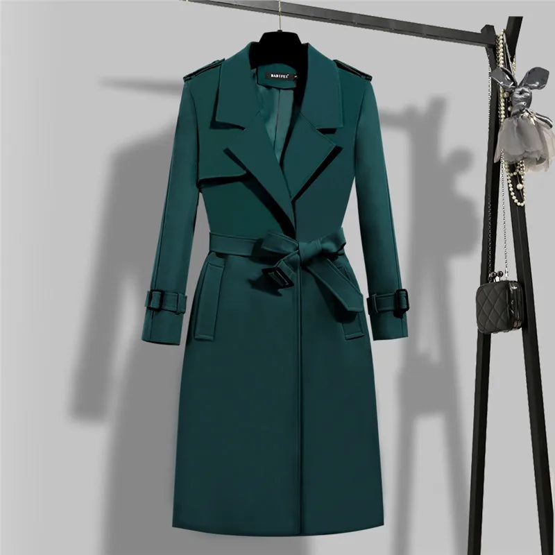 Dames Trenchcoat Vintage Stijl Hoogwaardig Gewassen