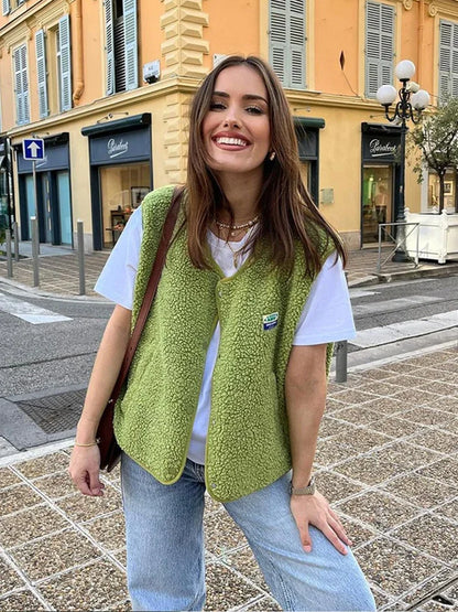 Oversize Pile Jas Zacht en Ademend Casual Model
