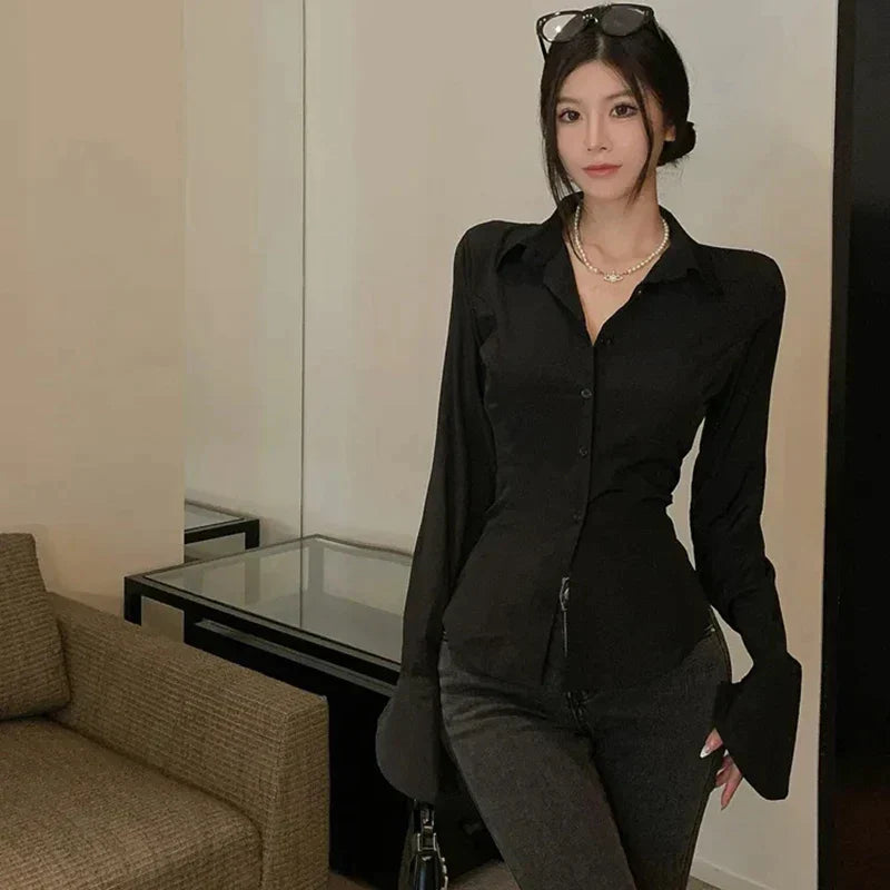 Vrouwelijke Blouse Elegante Stijl Vol Zijden Look