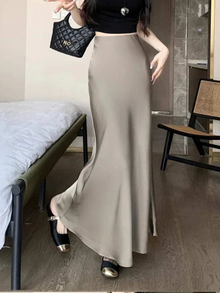 Midi Rok Satijn Zacht en Elegант