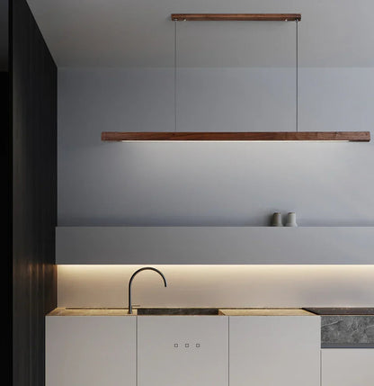 Hanglamp Hout LED Lineair Dimbaar 80cm 120cm 150cm Eettafel Keuken Woonkamer