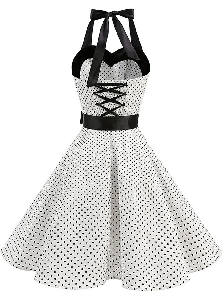 Zomerjurk Polka Dot Retro Jurk met Korte Mouwen