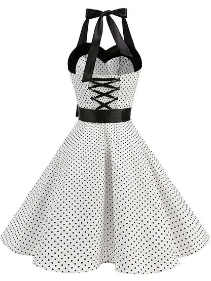 Zomerjurk Polka Dot Retro Jurk met Korte Mouwen