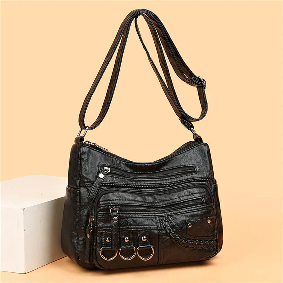 Vintage Handtas Vegan Leer Elegante Schoudertas Dames Retro Stijl Dagelijkse Tas Mode Accessoire Vrouwen