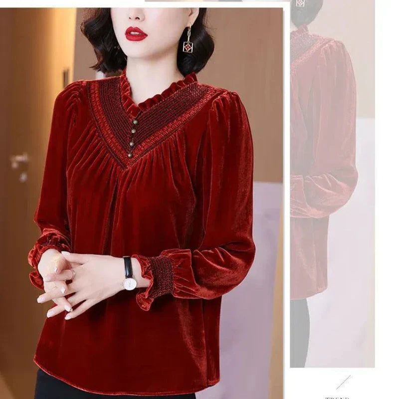 Vrouwelijke Top met Temperamentvol Design Luxe Stijl